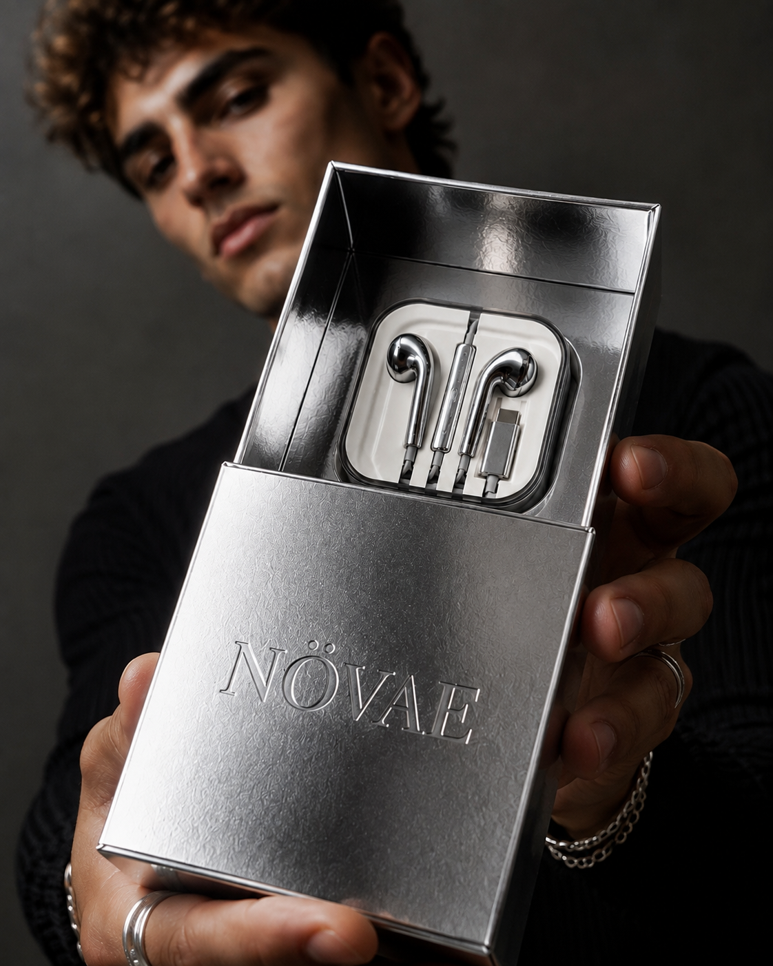 NÖVAE Écouteurs filaires chrome miroir