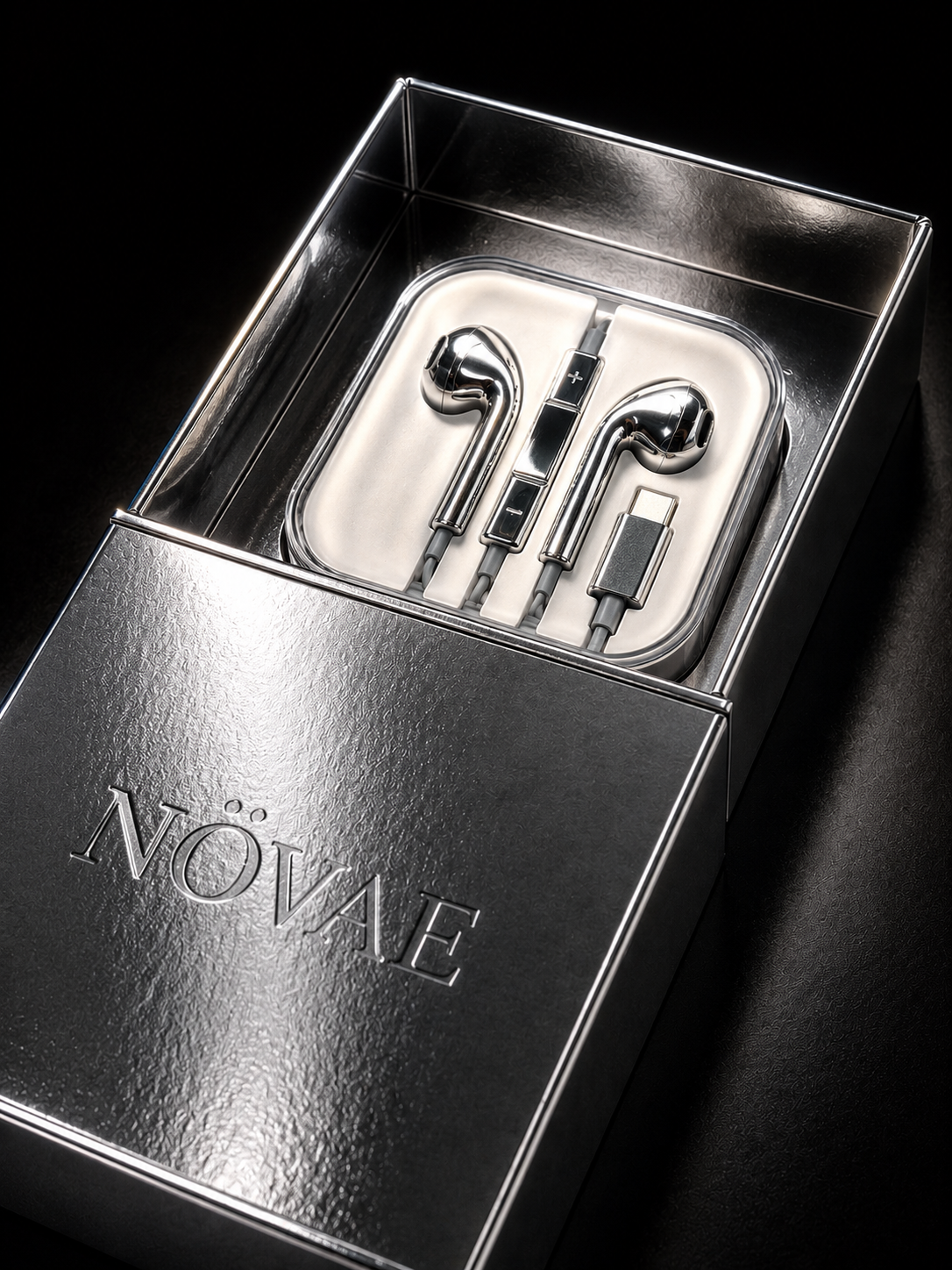 NÖVAE Écouteurs filaires chrome miroir
